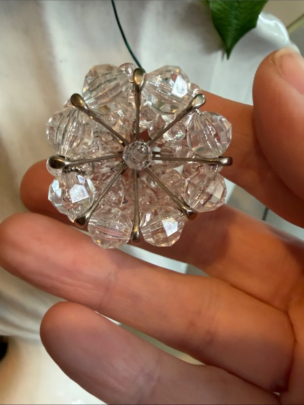 Vintage Handmade Bead and Safety Pin Angel Ornaments